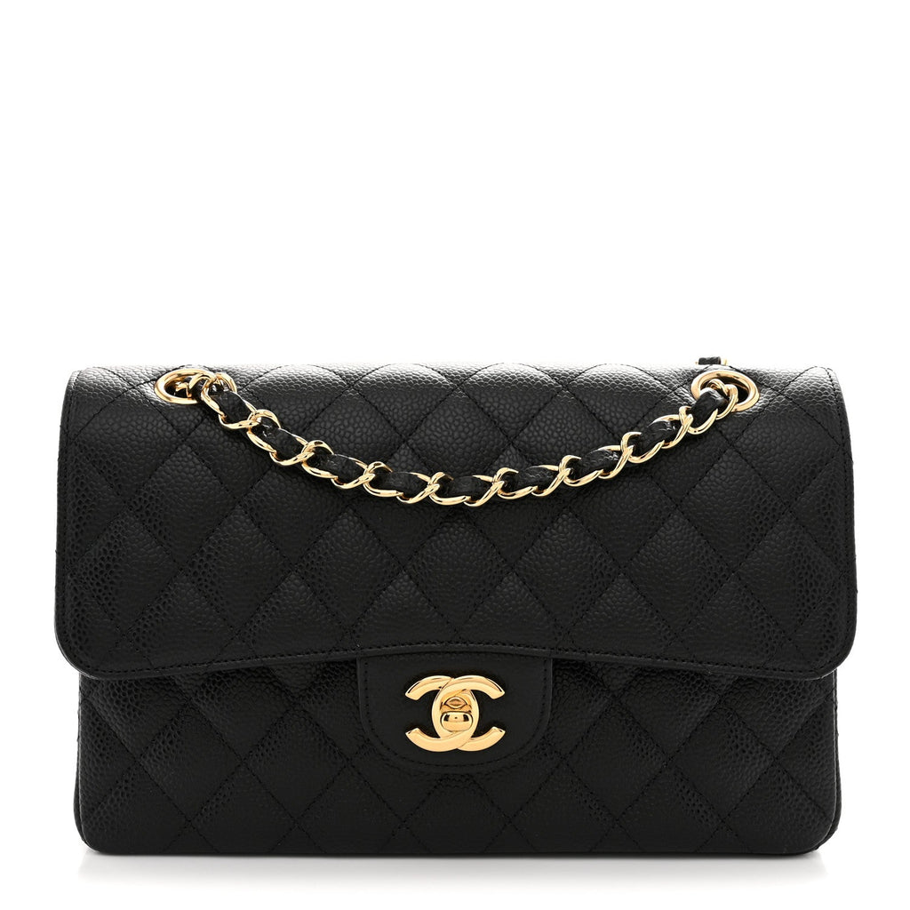 Caviar Quilted Small Double Flap Black
