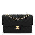 Caviar Quilted Small Double Flap Black