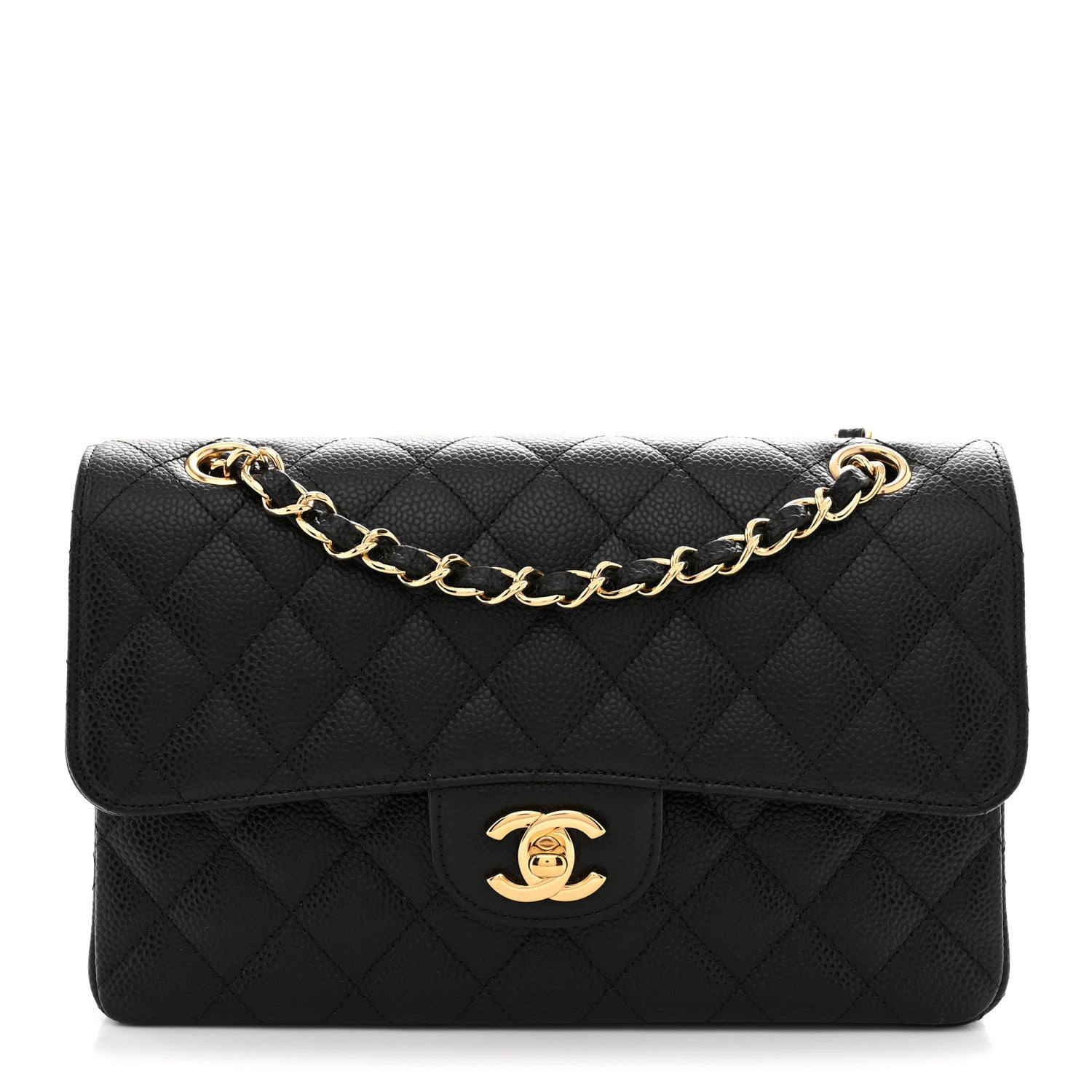 Caviar Quilted Small Double Flap Black