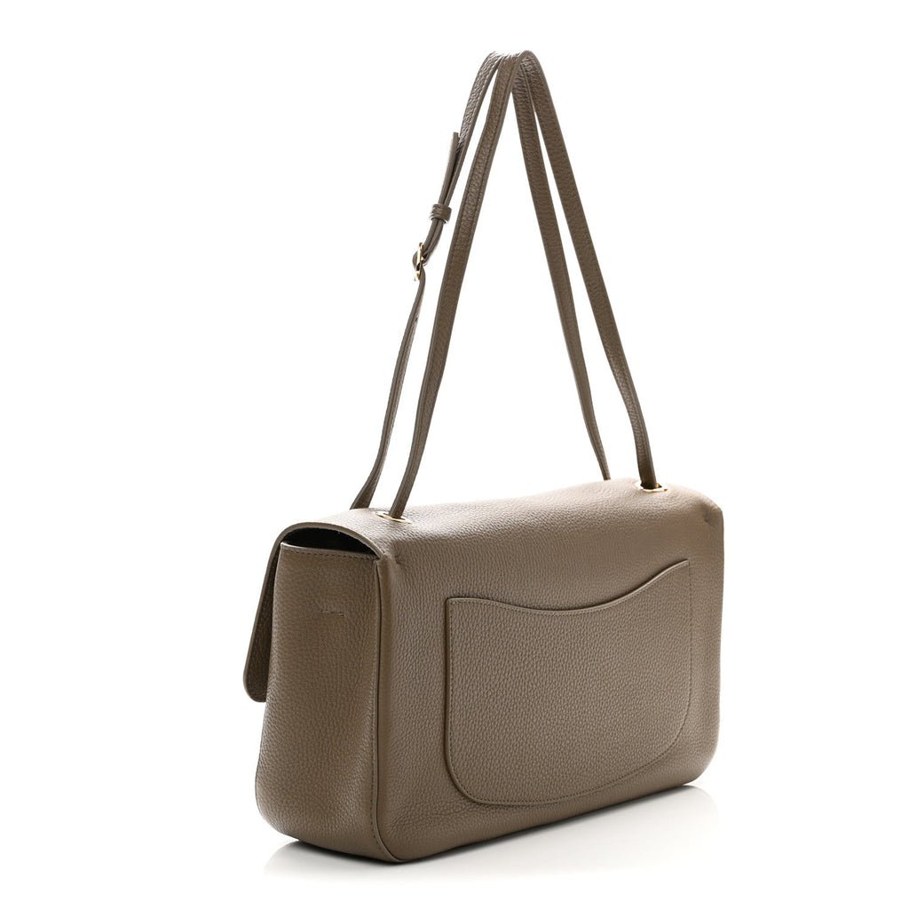 Grained Calfskin Small Souplissimo Maxi Flap Light Brown