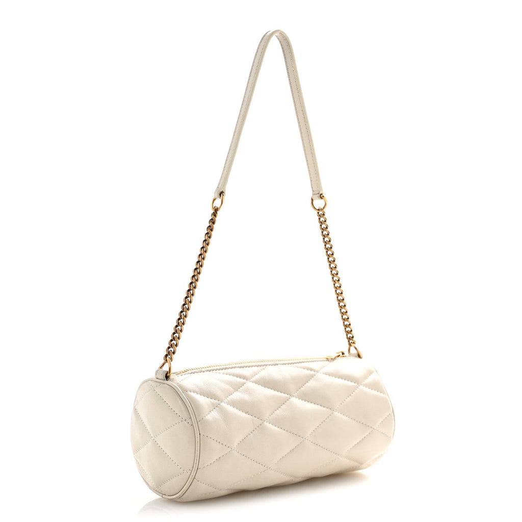 Lambskin Monogram Mini Sade Tube Bag Crema Soft
