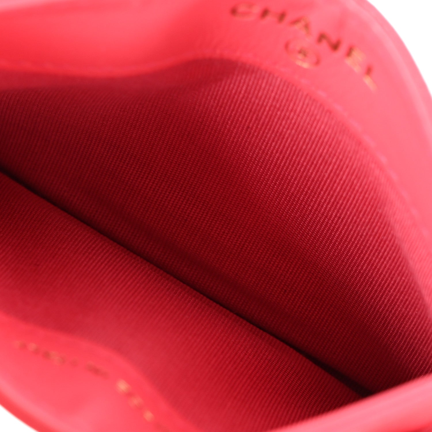 Caviar Quilted Chain CC Card Holder Dark Pink