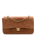Suede Calfskin Small Souplissimo Maxi Flap Camel