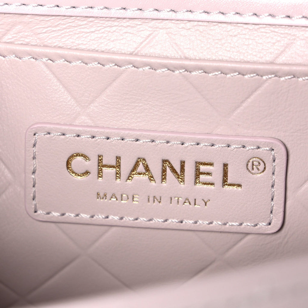 Shiny Calfskin Quilted Coco Crush Handle Flap Light Purple