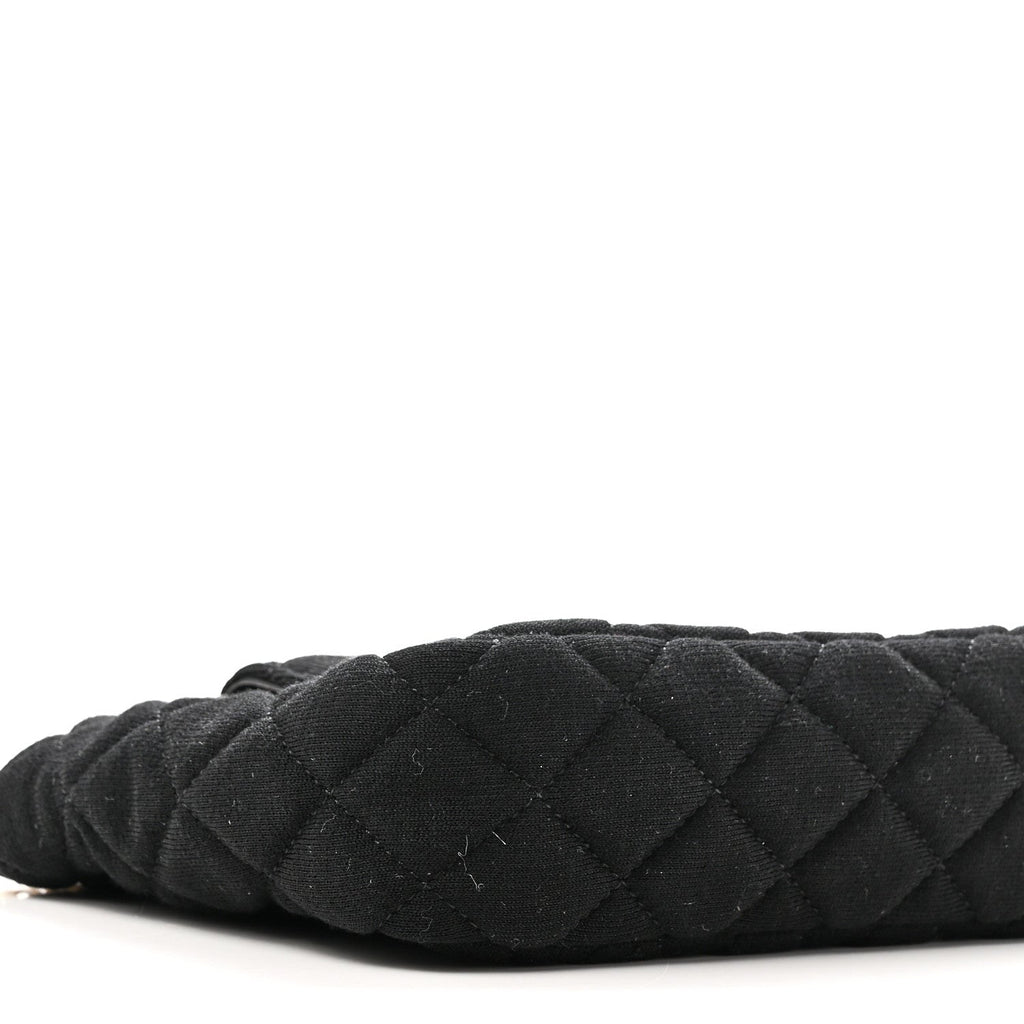 Jersey Quilted Small Wavy CC Hobo Black