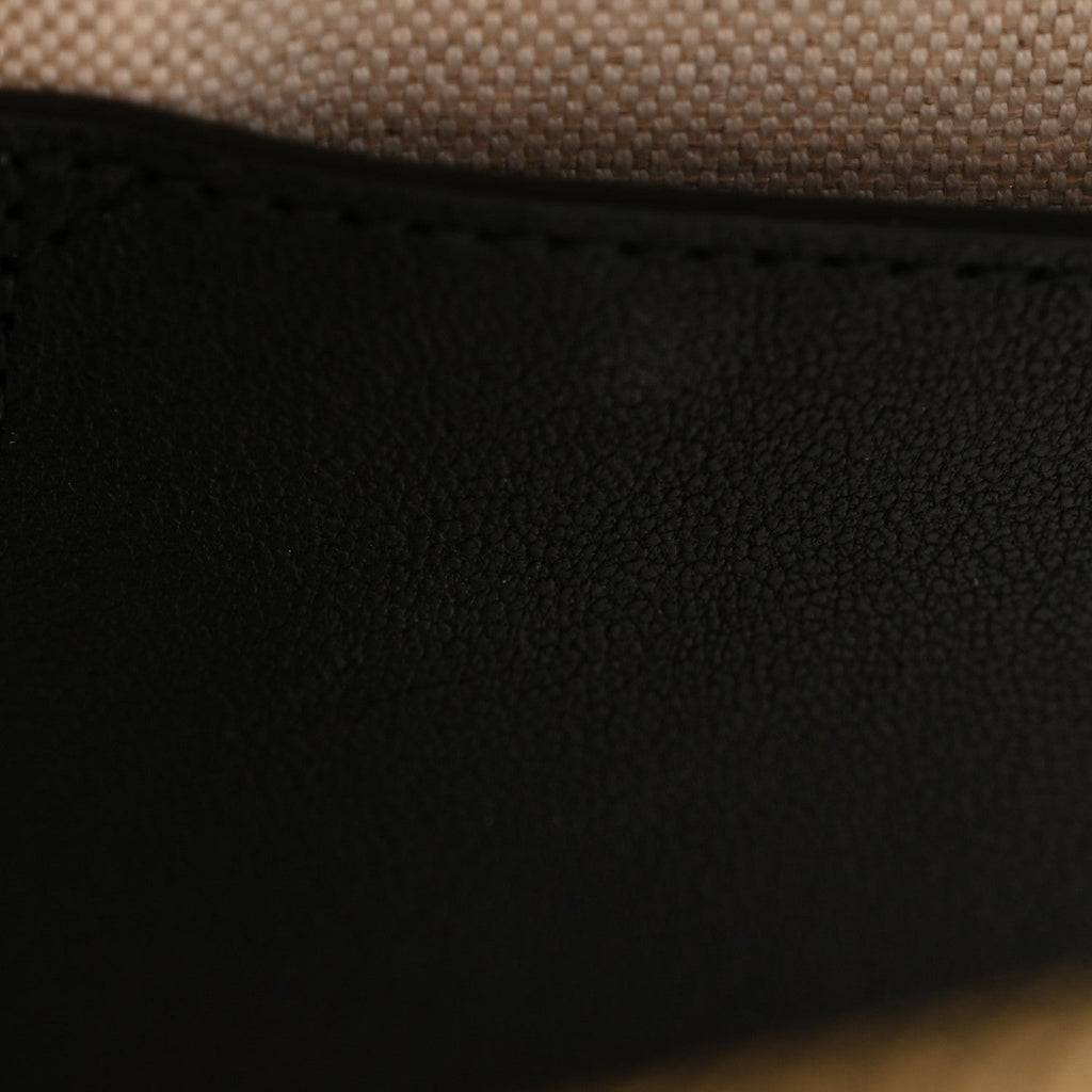 Sakai Be Green Calfskin Diagonal Stitched Blondie Top Handle Bag Black