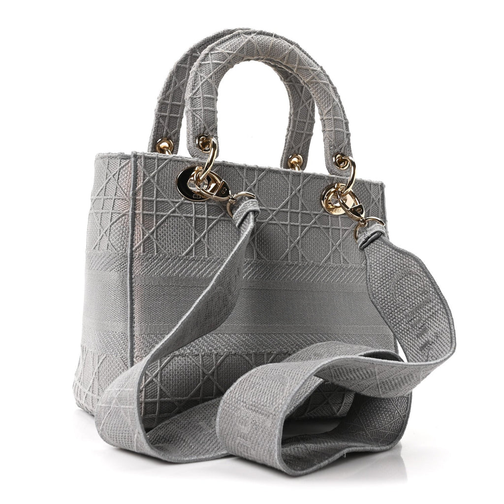 Canvas Embroidered Cannage Medium Lady D-Lite Gray