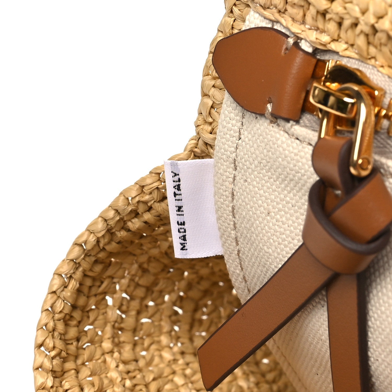 Raffia Crochet Woven Tote Bag Beige