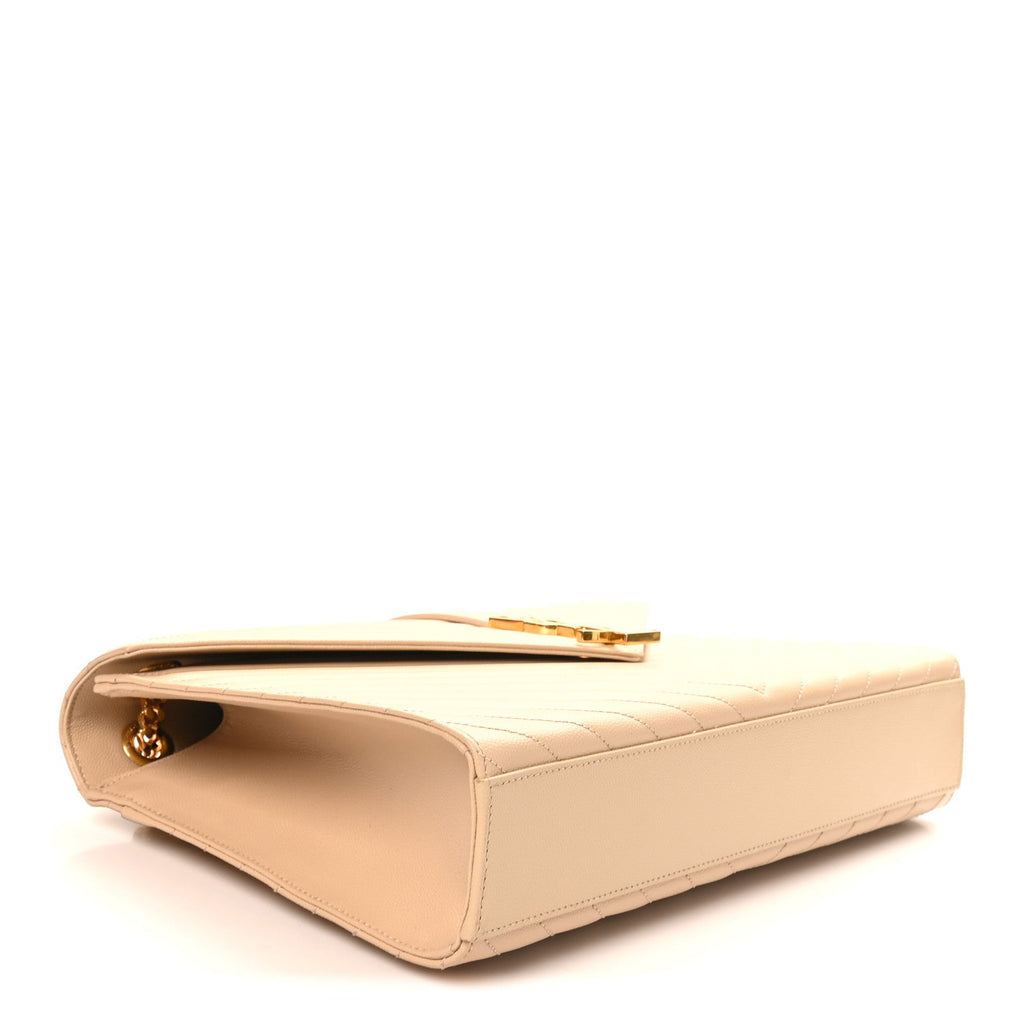 Grain De Poudre Matelasse Chevron Large Monogram Satchel Nude Powder