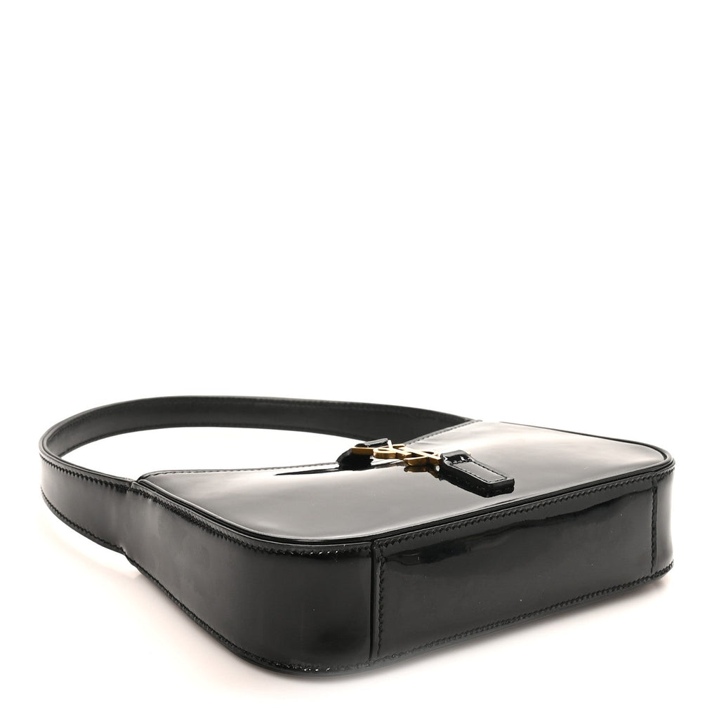 Patent Calfskin Le 5 A 7 Mini Hobo Black