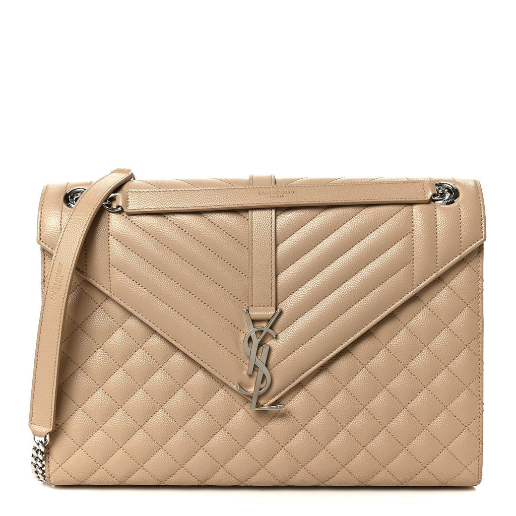 Grain De Poudre Large Tri-Quilt Monogram Satchel Dark Beige