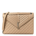 Grain De Poudre Large Tri-Quilt Monogram Satchel Dark Beige