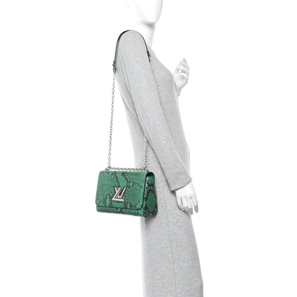 Snakeskin Twist Shoulder Bag MM Green