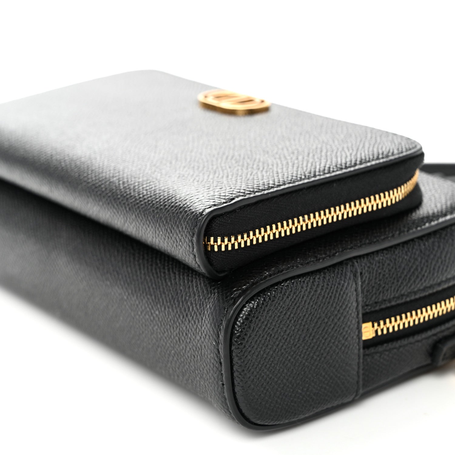 Grained Calfskin Caro Double Pouch Black Black