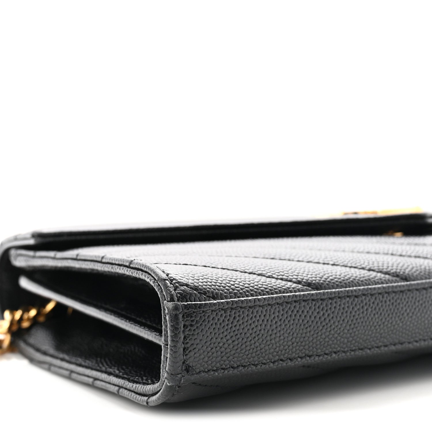 Grain De Poudre Matelasse Chevron Monogram Chain Wallet Black