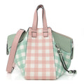 Calfskin Gingham Small Hammock Shoulder Bag Pink Green