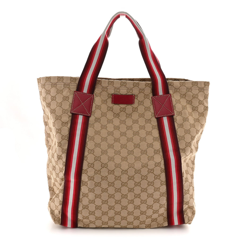 GG Monogram Medium Web Handle Vertical Tote Red