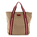 GG Monogram Medium Web Handle Vertical Tote Red