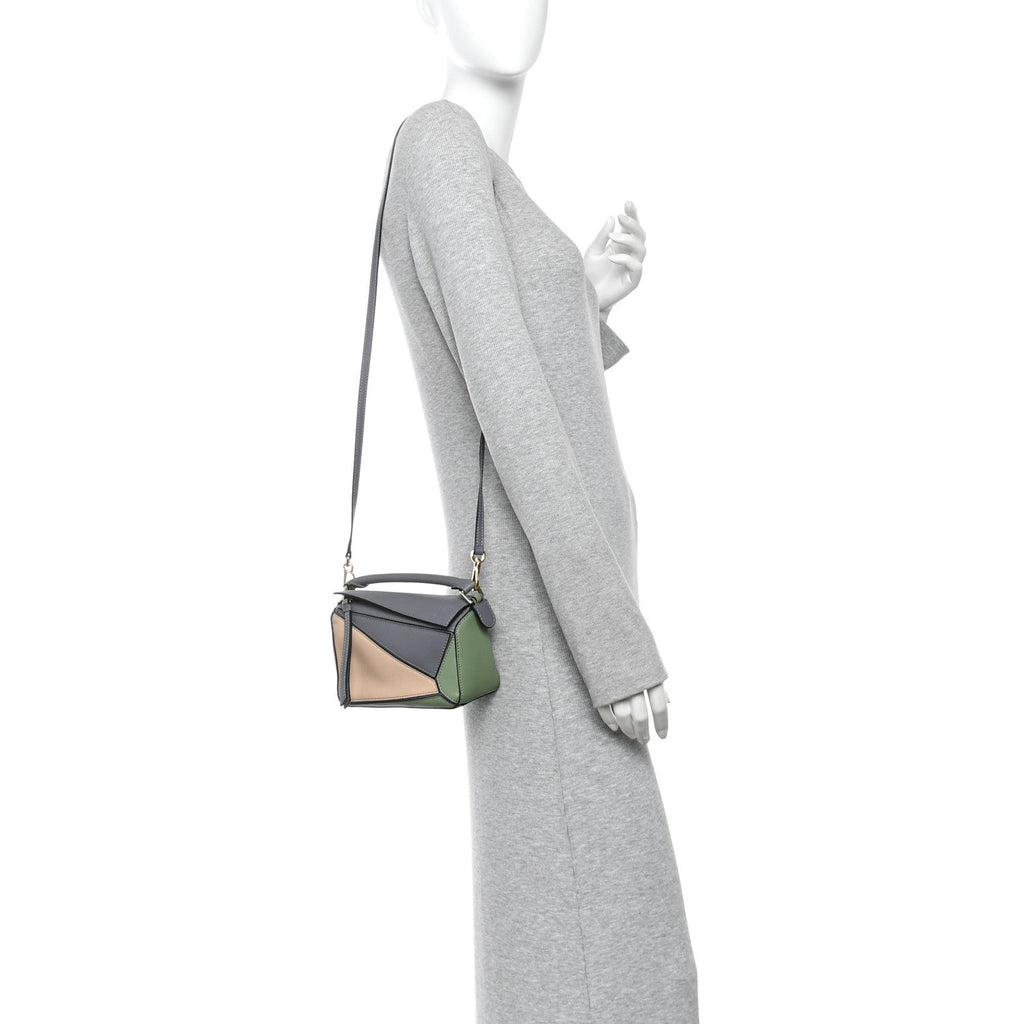 Calfskin Mini Puzzle Bag Asphalt Grey Nude