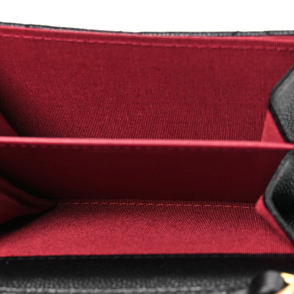 Caviar Quilted Bracelet On Chain Clutch Black