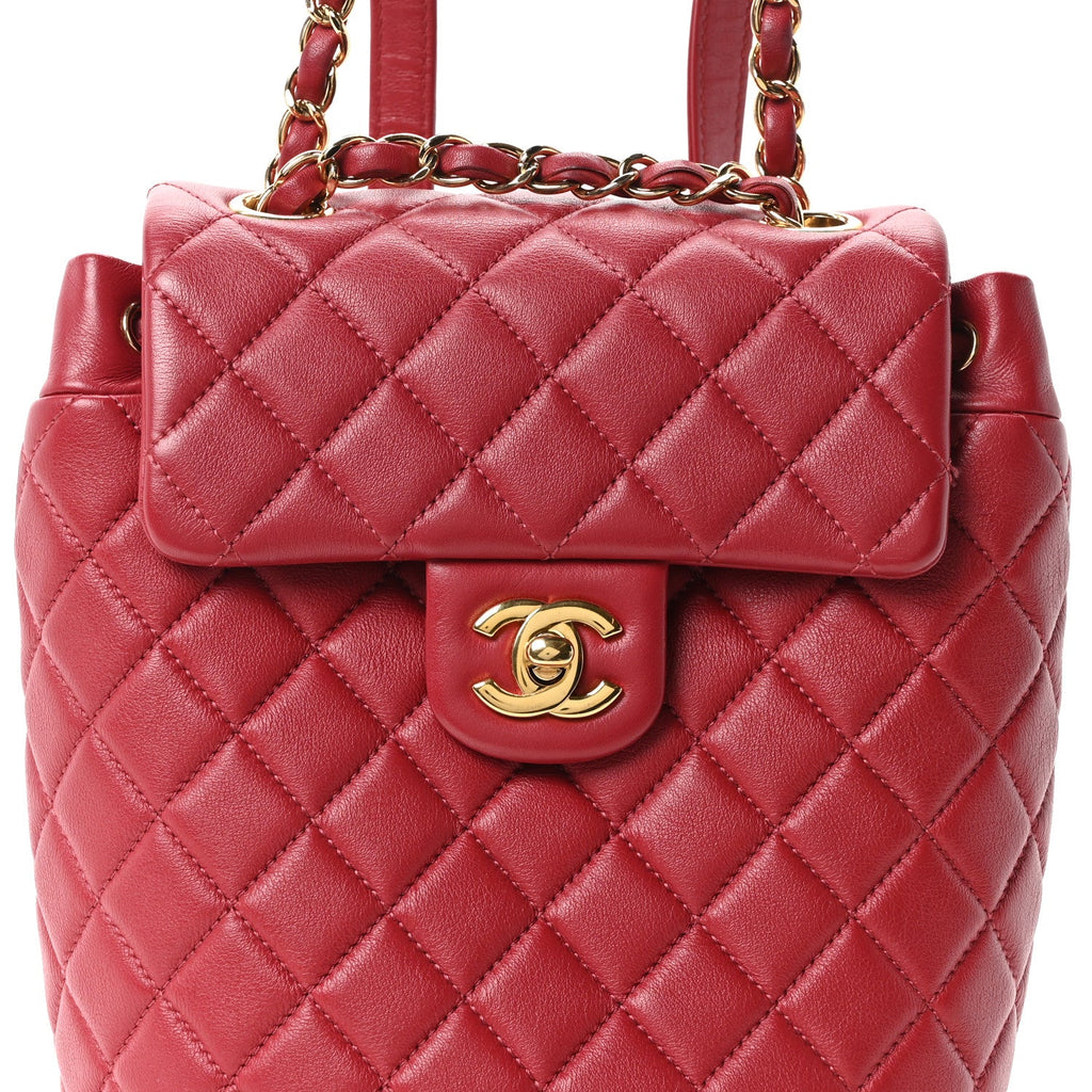 Lambskin Quilted Mini Urban Spirit Backpack Red