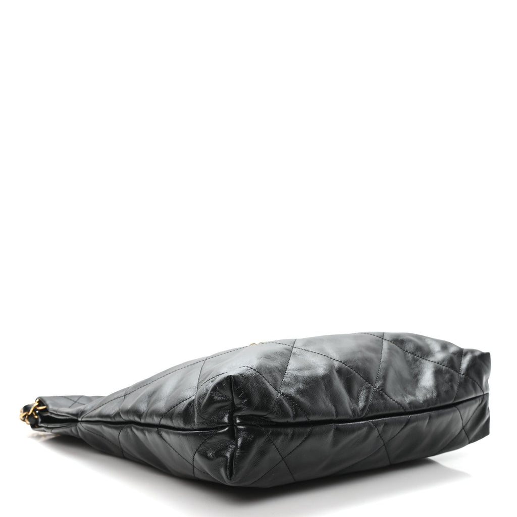 Shiny Calfskin Quilted Small Chanel 22 Black