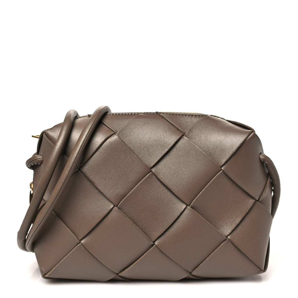 Lambskin Maxi Intrecciato Small Cassette Camera Bag Taupe Grey