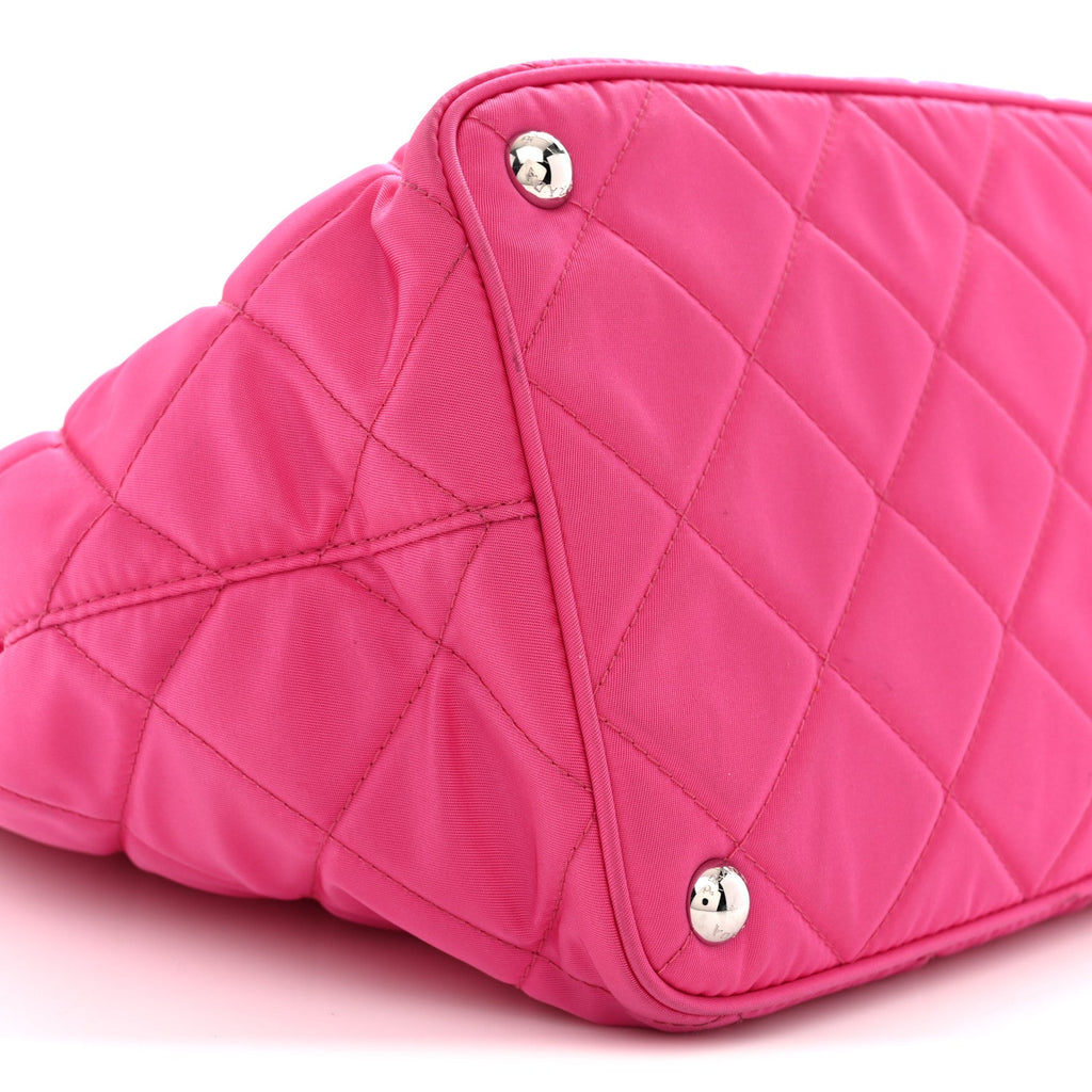 Tessuto Nylon Quilted Shopping Tote Fuxia