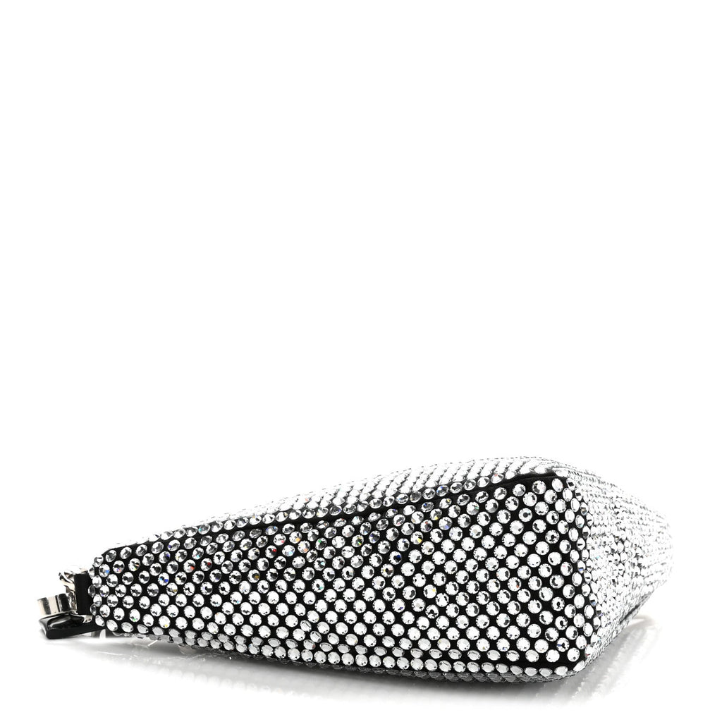 Satin Crystal Triangle Crossbody Pouch Cristal