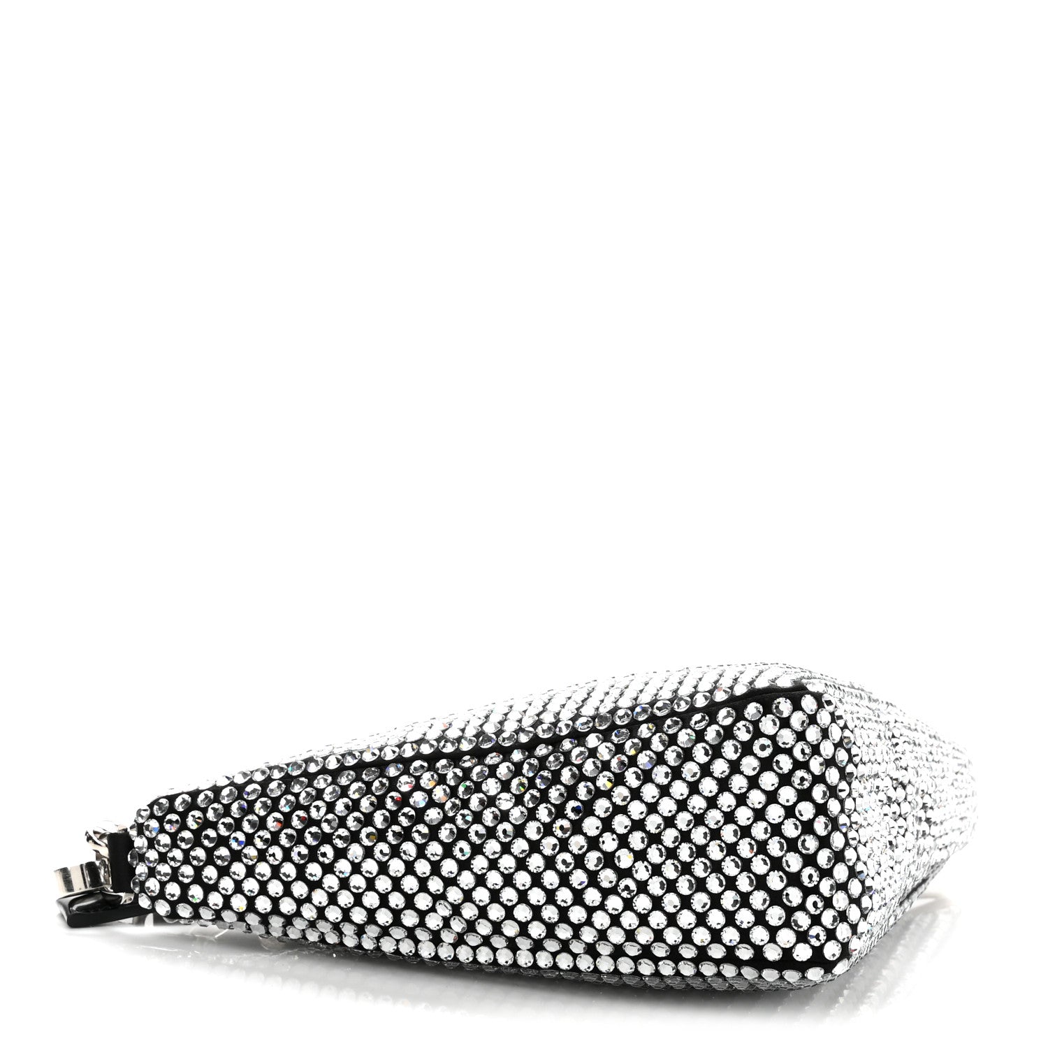 Satin Crystal Triangle Crossbody Pouch Cristal