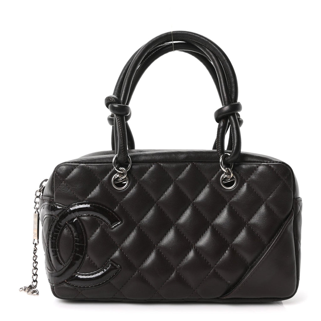 Calfskin Quilted Small Cambon Bowler Dark Brown