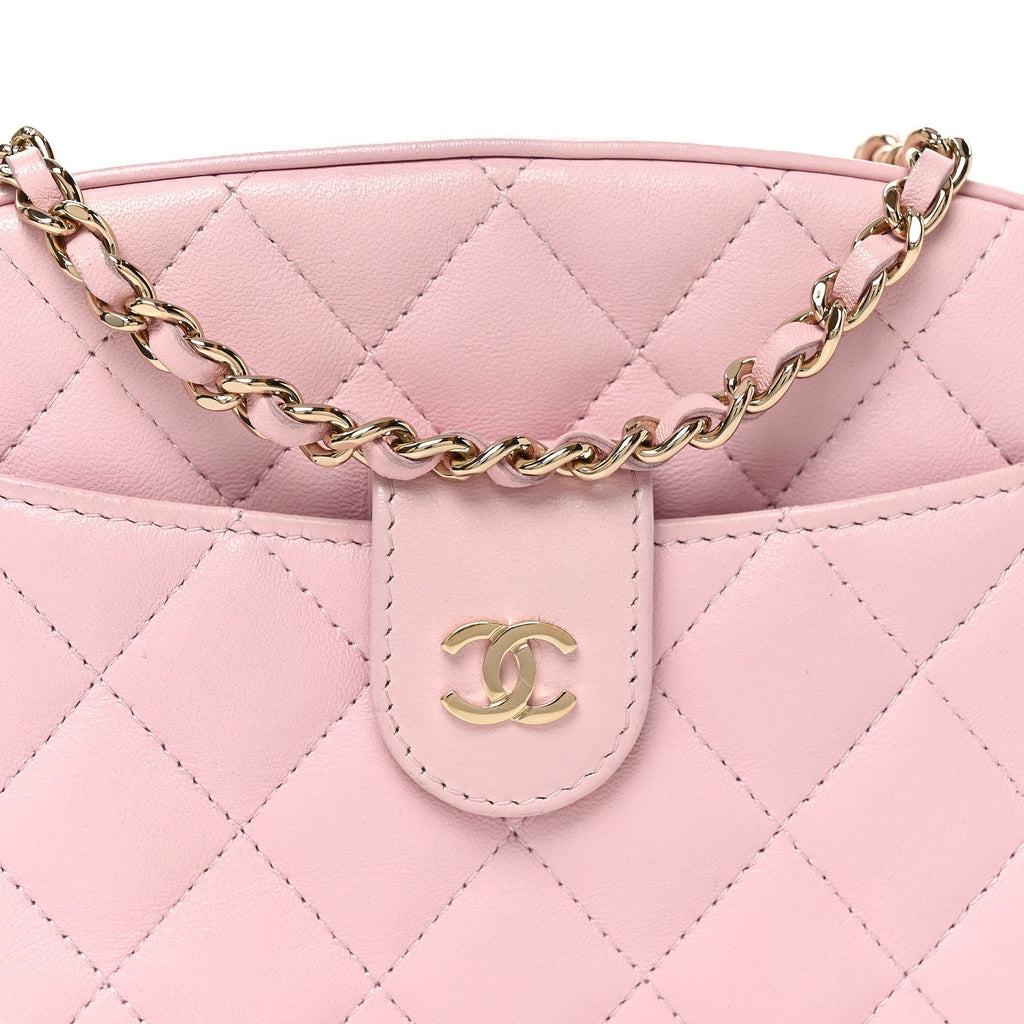 Lambskin Quilted Chain Camera Bag Light Pink