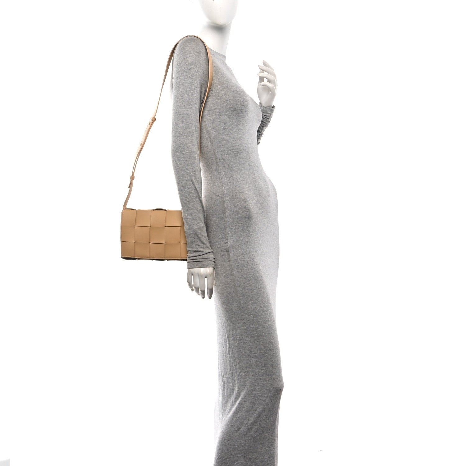 Lambskin Maxi Intrecciato Cassette Crossbody Bag Almond
