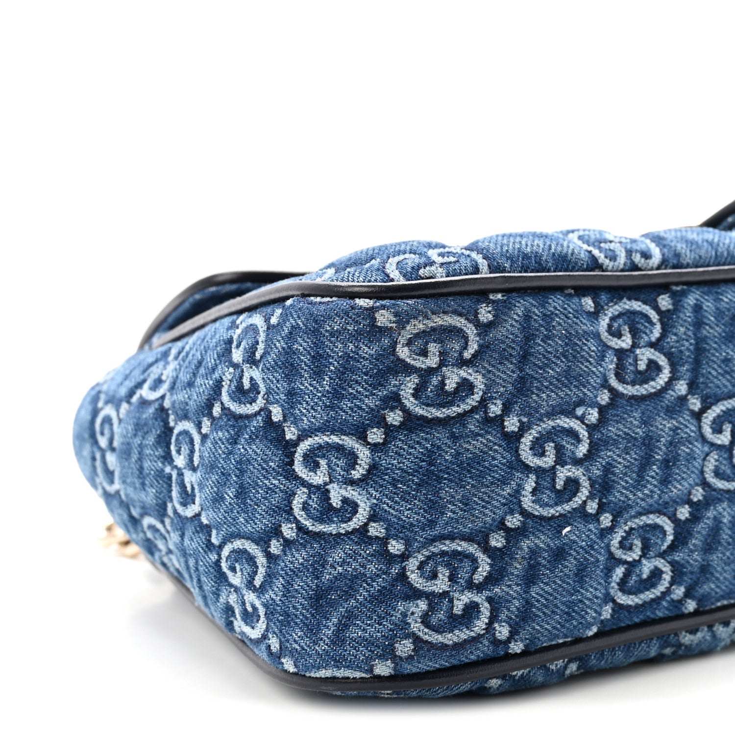 Denim Matelasse Small GG Marmont Shoulder Bag Blue