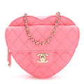 Lambskin Quilted Large CC In Love Heart Bag Pink