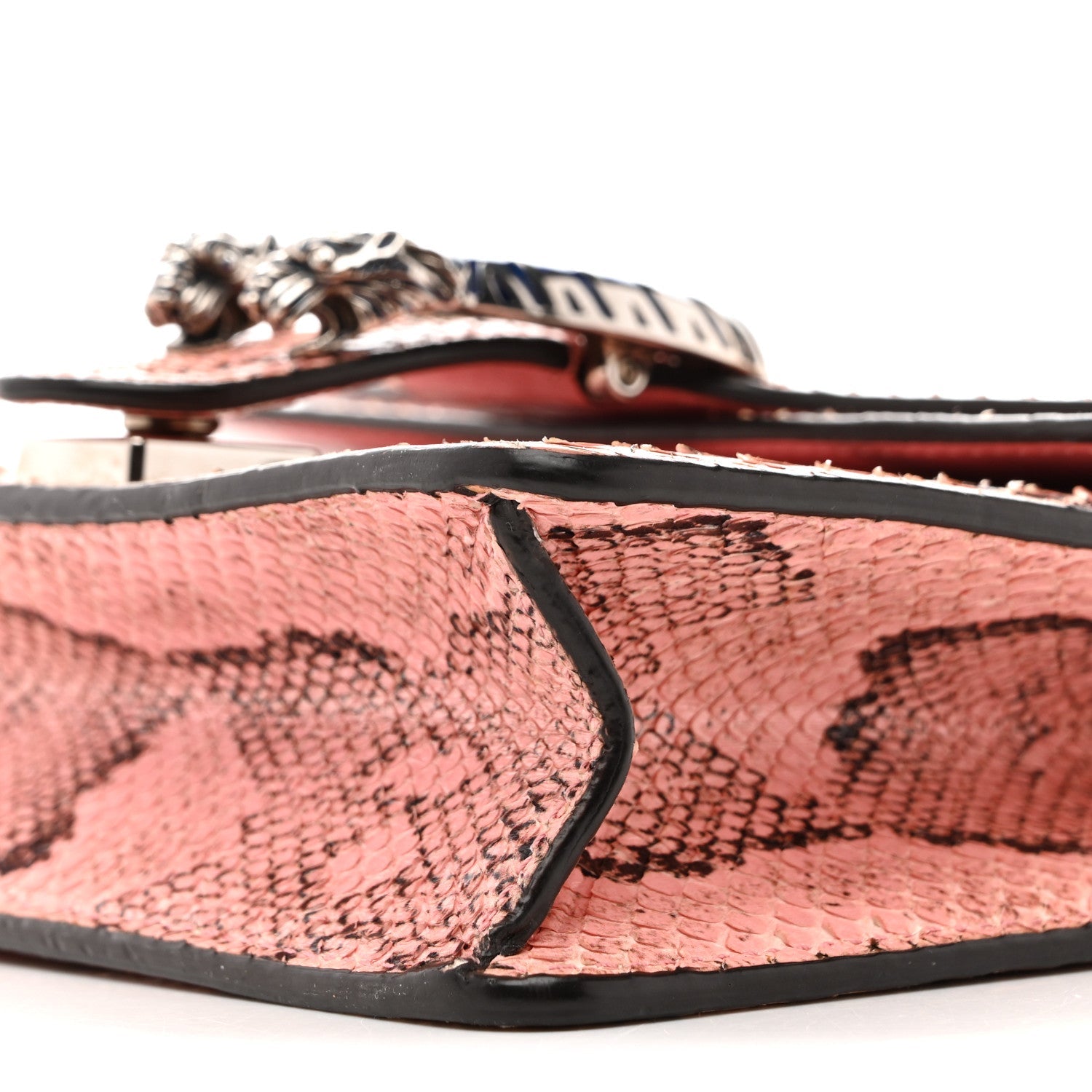 Snakeskin Enamel Mini Dionysus Shoulder Bag Pastel Pink