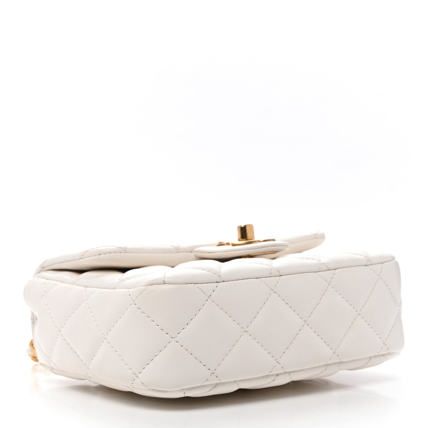 Lambskin Enamel Quilted Mini Coco Hearts Square Flap White