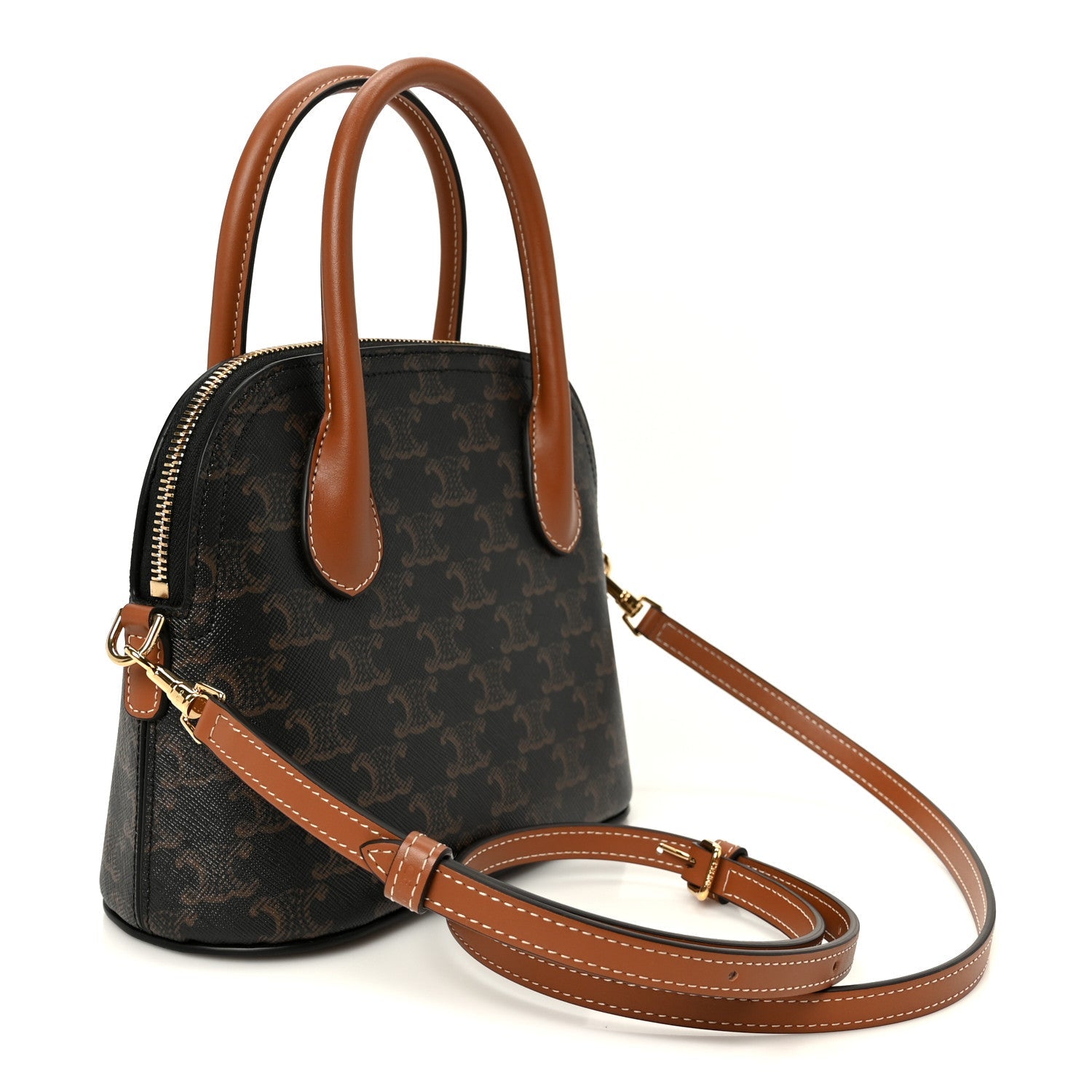 Canvas Calfskin Triomphe Teen Honorine Bag Tan