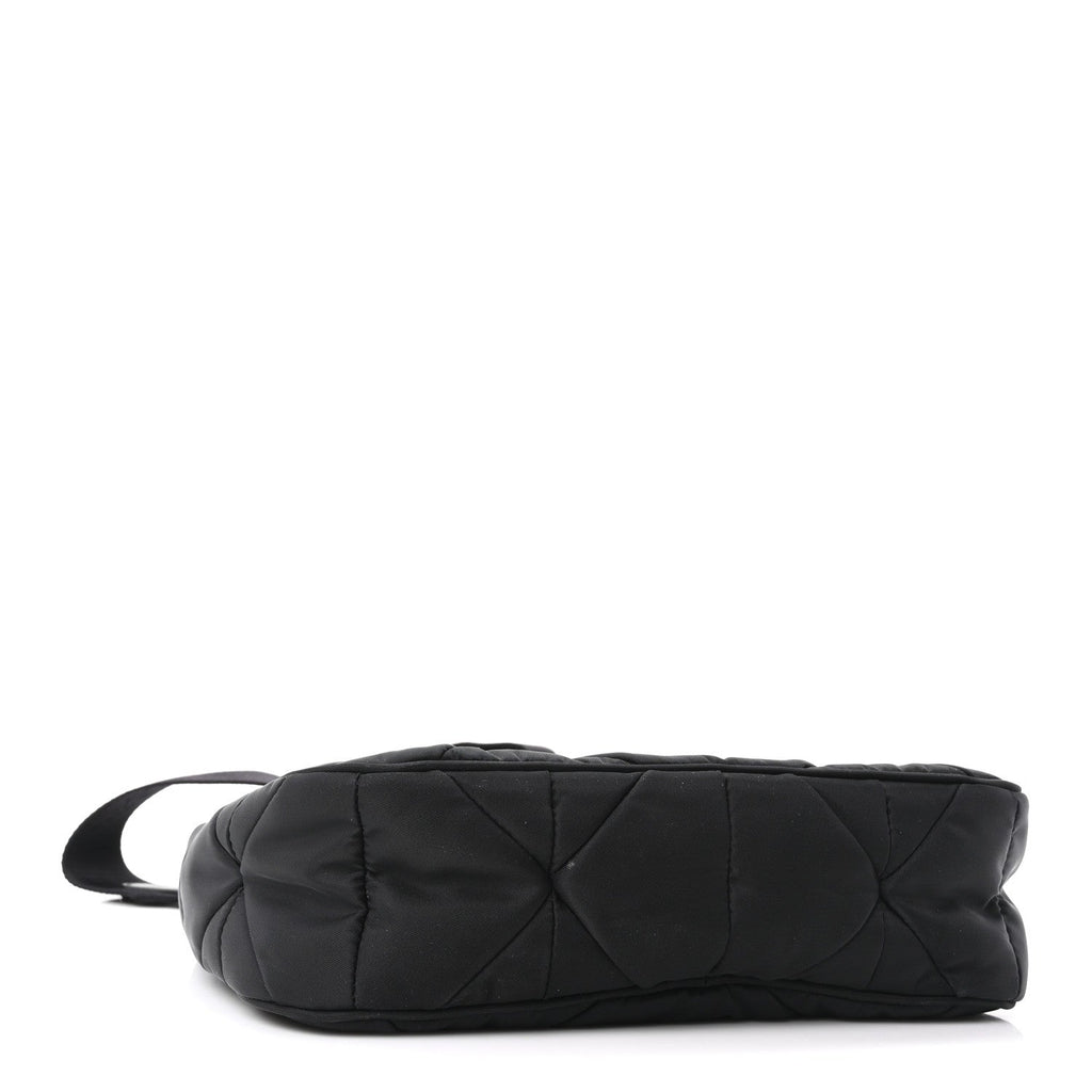 Re-Nylon Triangle Padded Patchwork Shoulder Bag Black