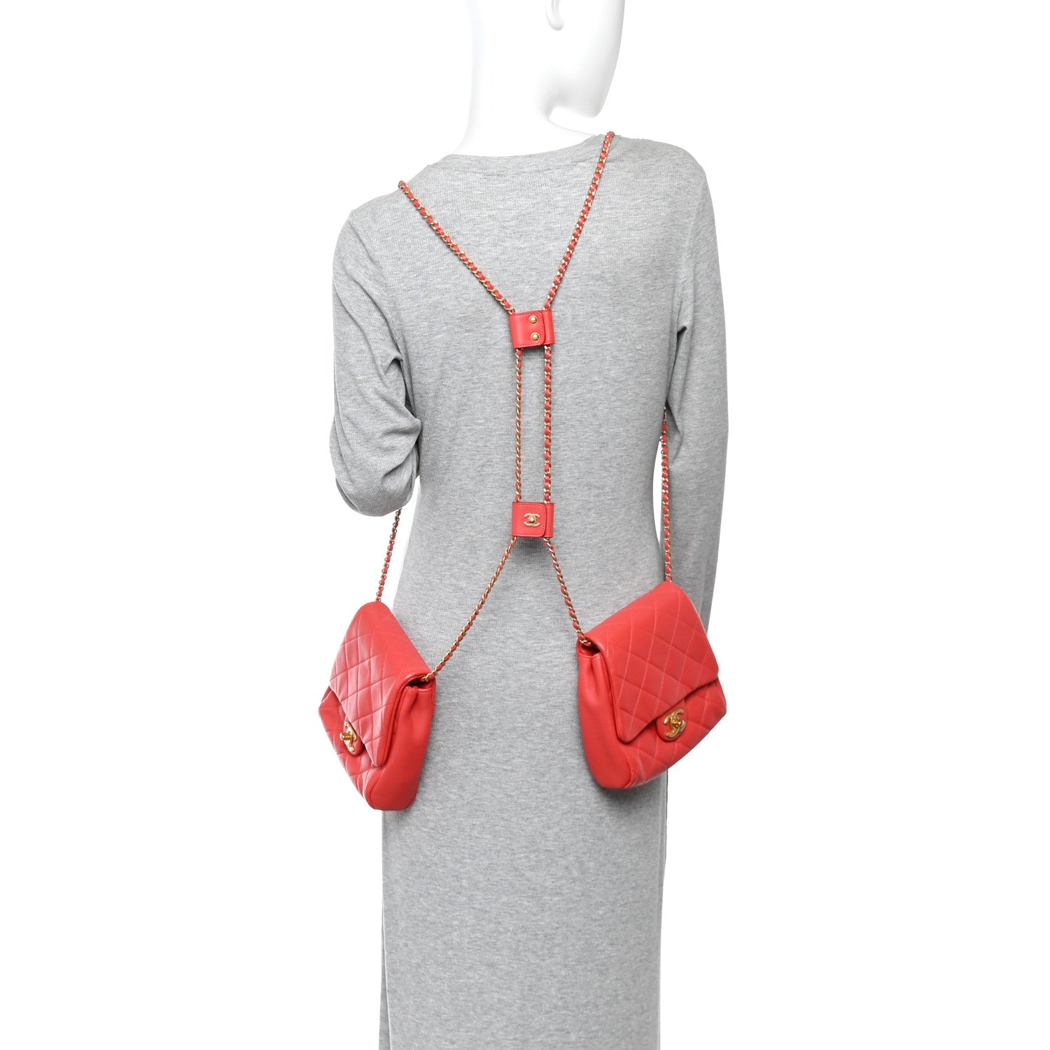 Lambskin Quilted Side-Packs Red