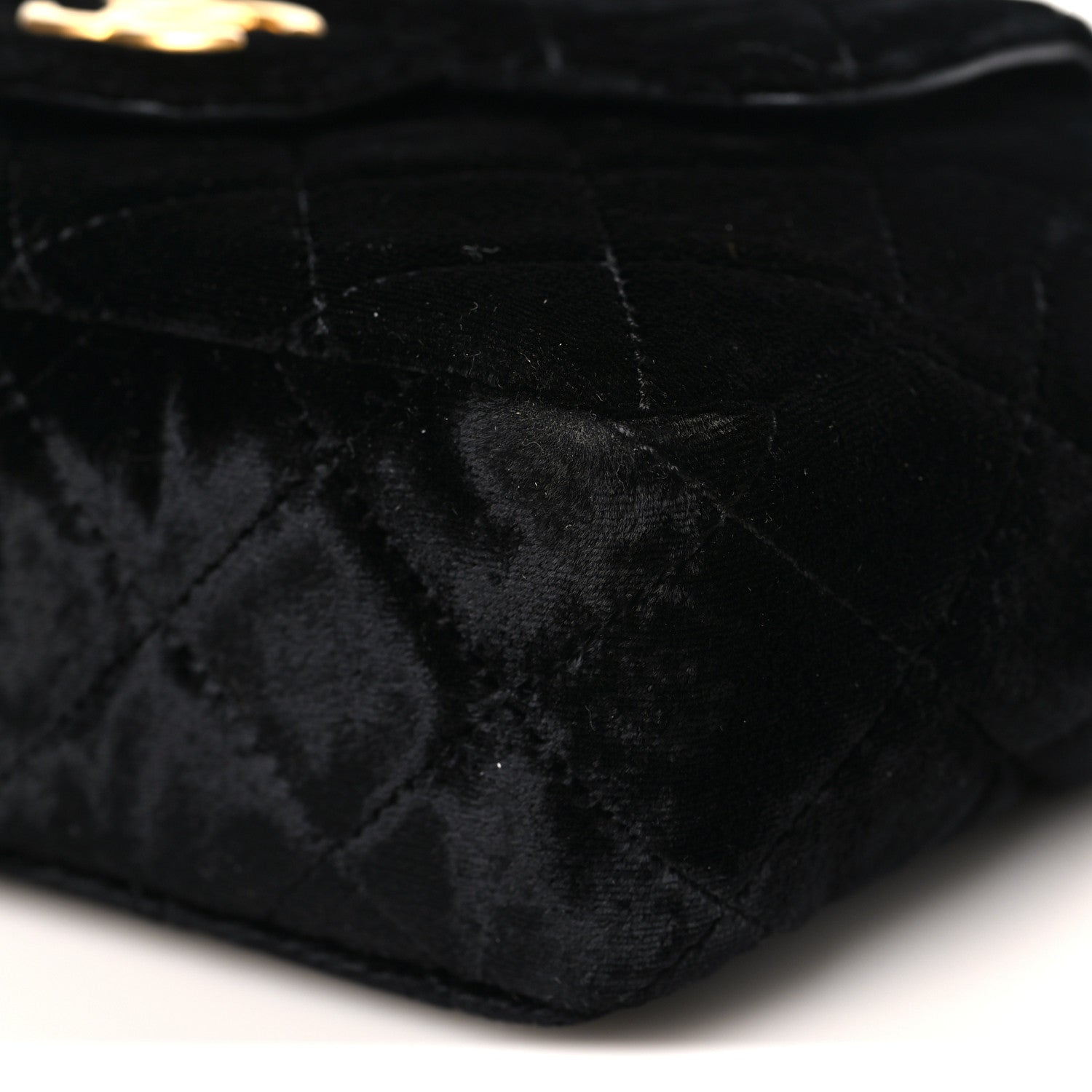 Velvet Quilted Small Wavy CC Hobo Black