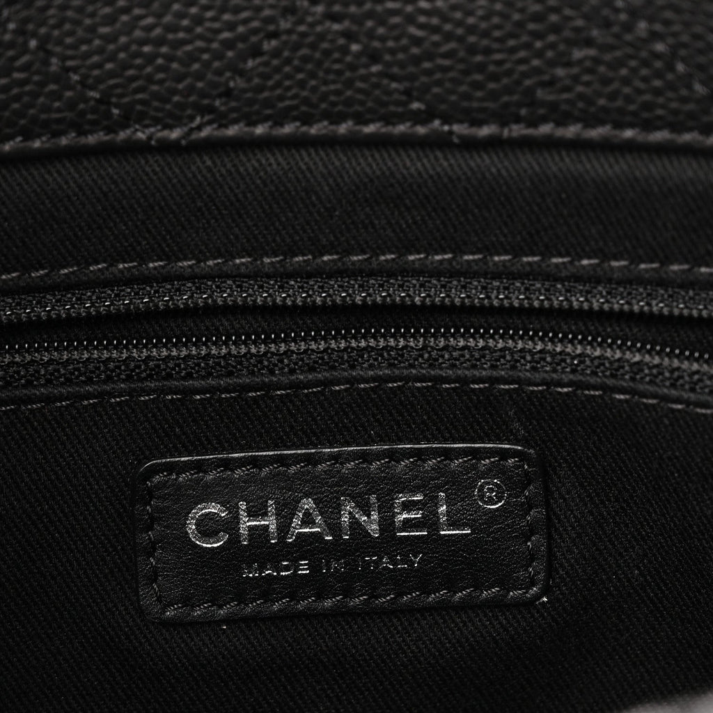 Caviar Quilted Shopping Tote Black Black