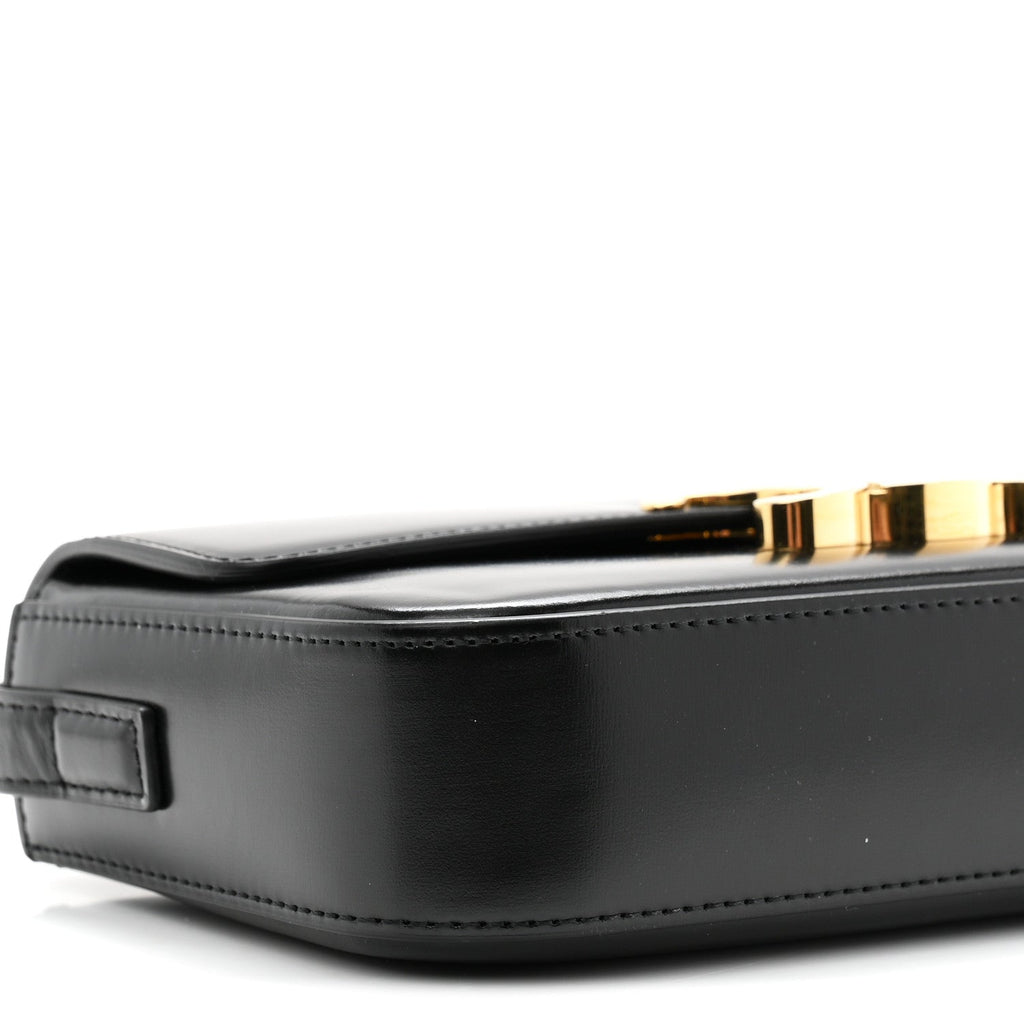 Shiny Calfskin Triomphe Shoulder Bag Black