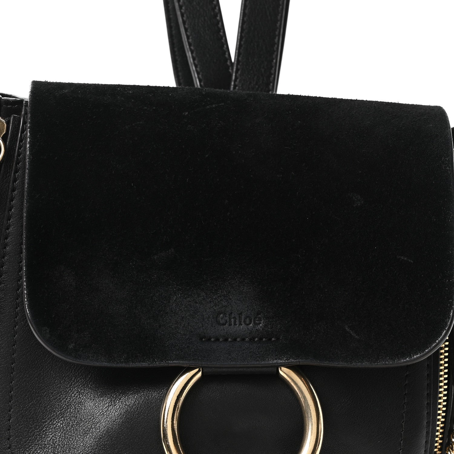 Suede Calfskin Small Faye Backpack Black