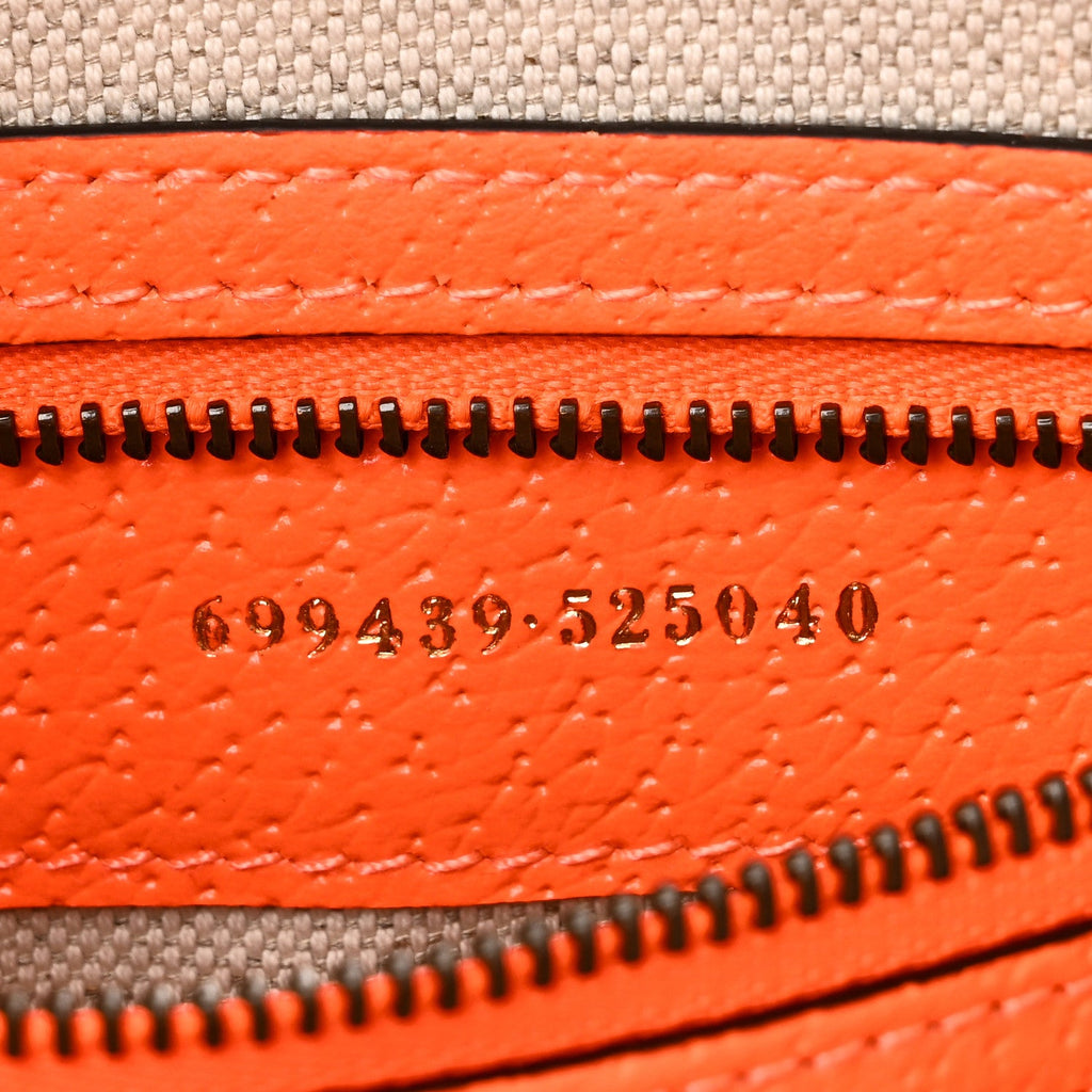 GG Supreme Monogram Textured Dollar Calfskin Web Ophidia Wristlet Shoulder Bag Beige Ebony Orange