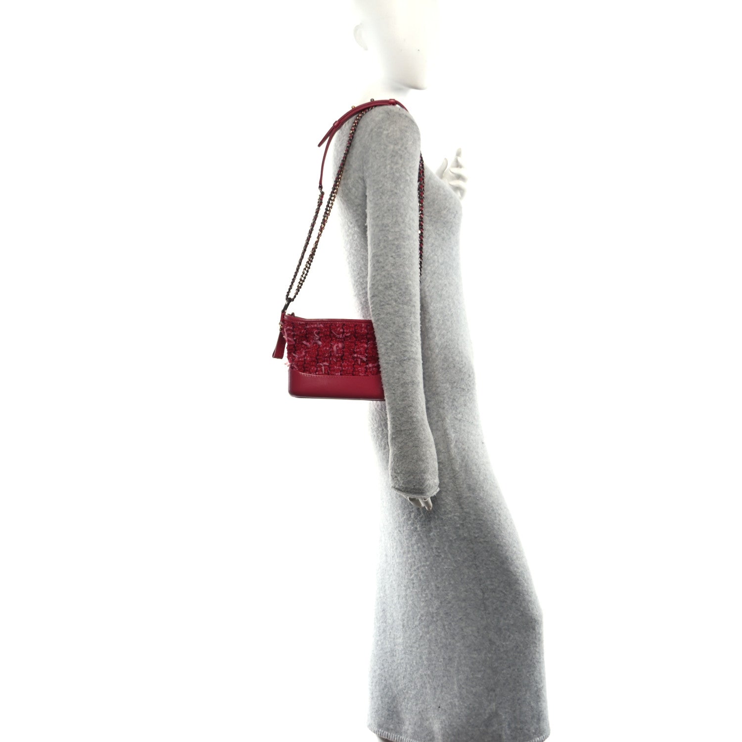 Tweed Calfskin Small Gabrielle Hobo Pink