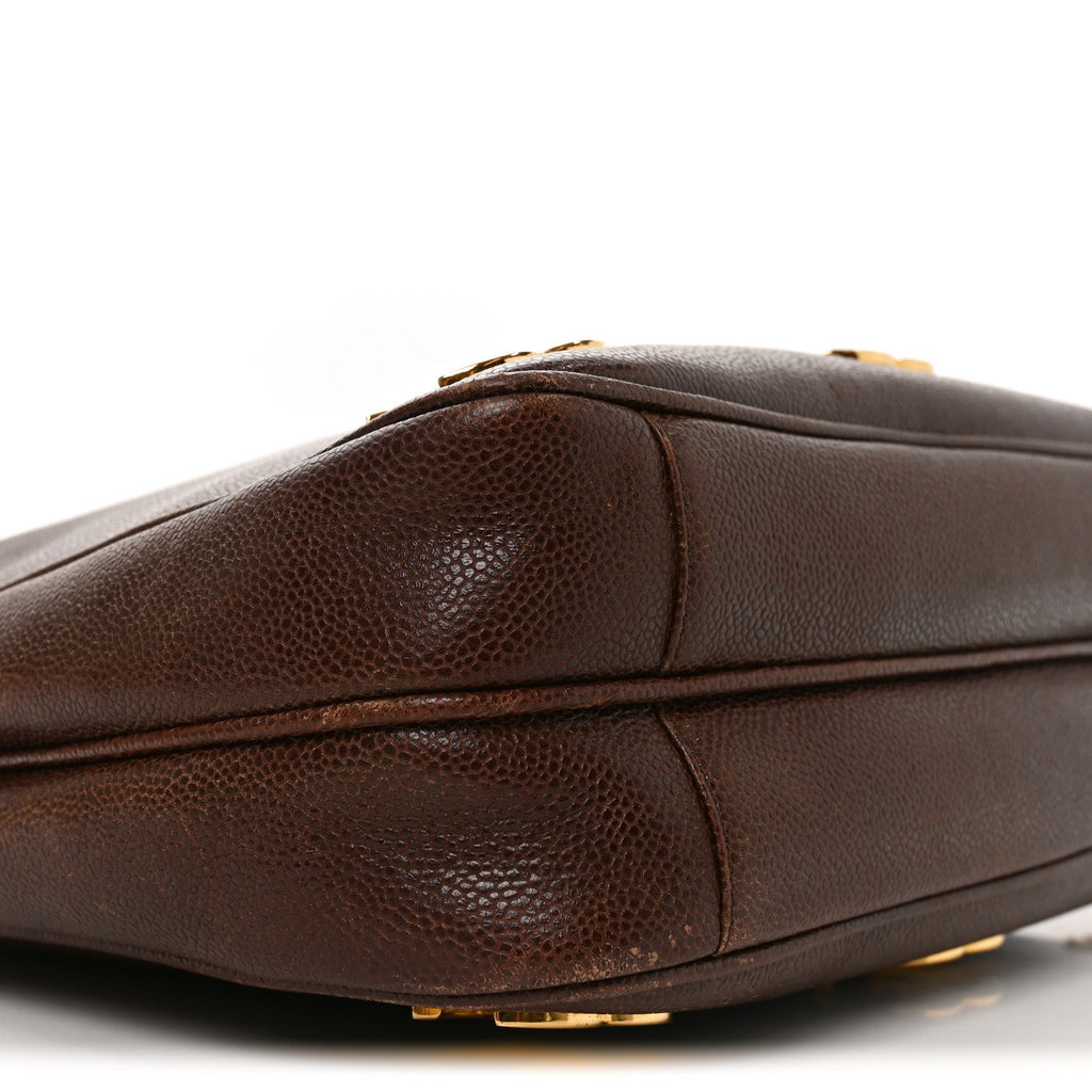 Caviar Triple CC Shoulder Bag  Dark Brown