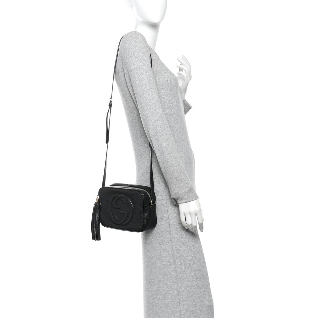 Pebbled Calfskin Small Soho Disco Bag Black