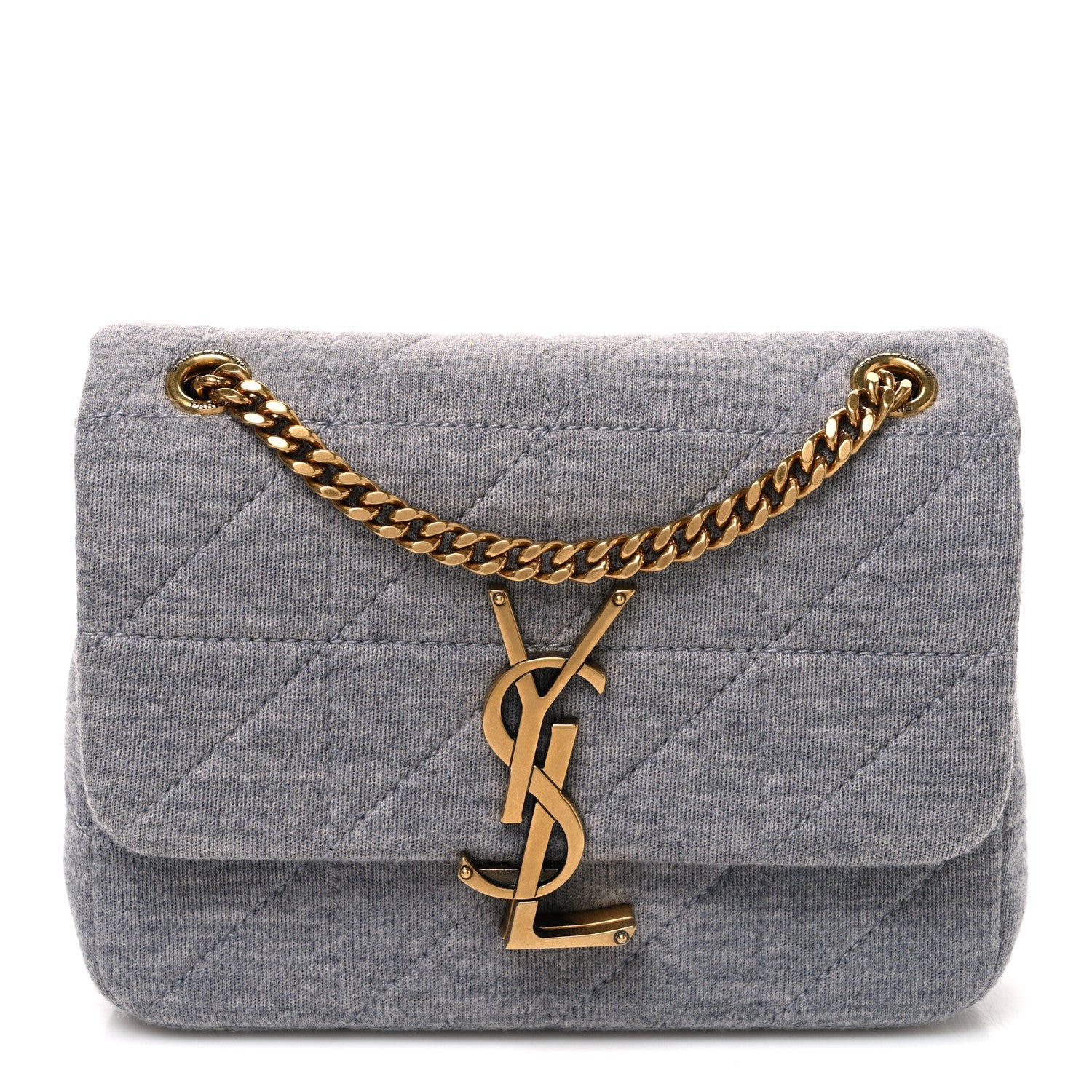 Jersey Wool Patchwork Monogram Mini Jamie Baguette Grigio