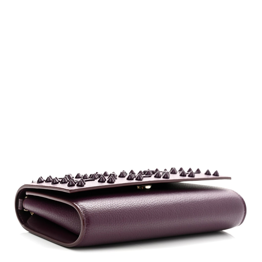 Calfskin Spikes Loubinthesky Paloma Clutch Merlot